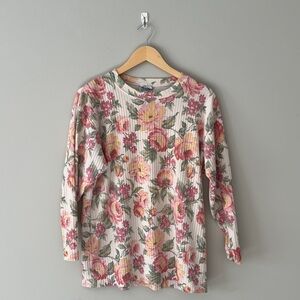 Floral Long Sleeve Top - Pink and Green